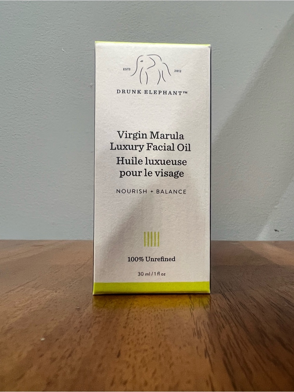 Drunk Elephant White Packaging with Lime Accent Facial Oil